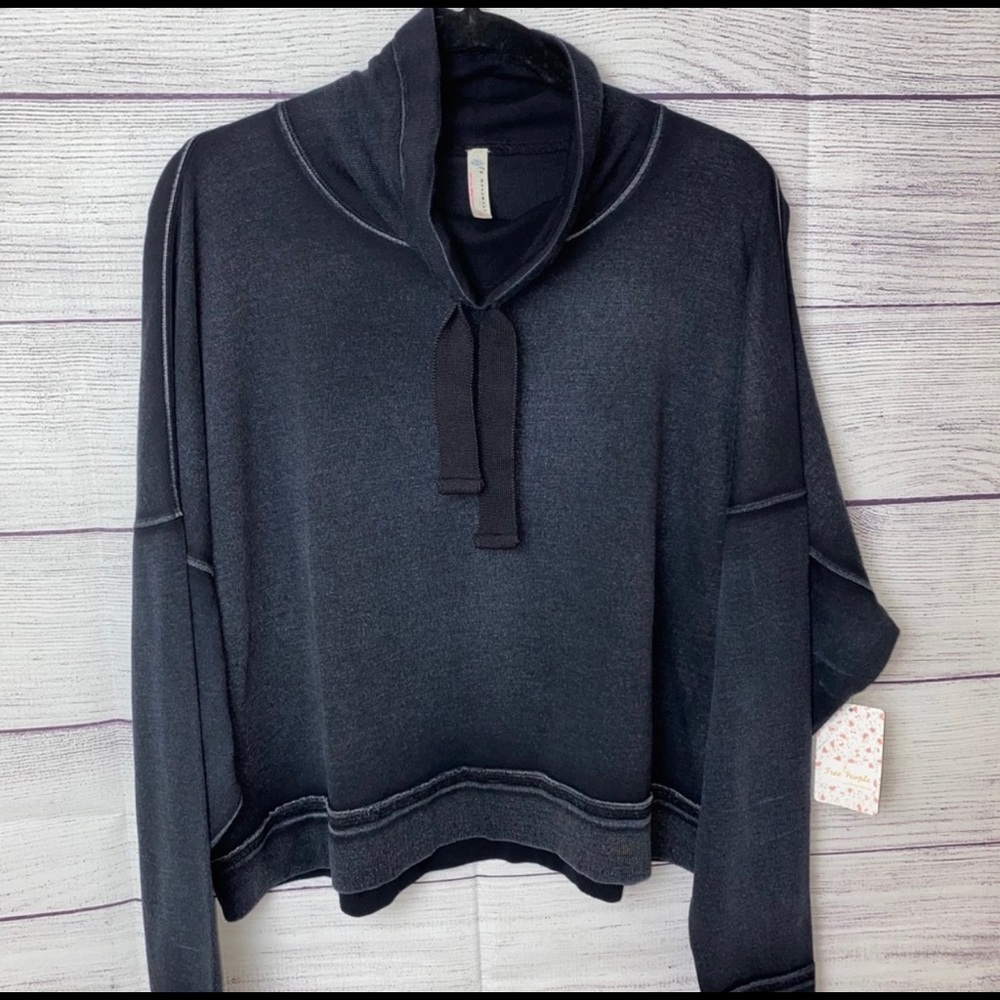 Free People Cowl Neck Pullover Dolman Sleeve Black